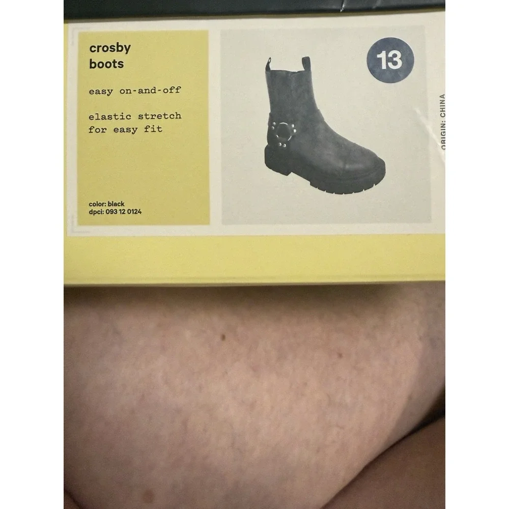 Art Class Girls Black‎ Crosby Moto Faux Leather Boots Size 13